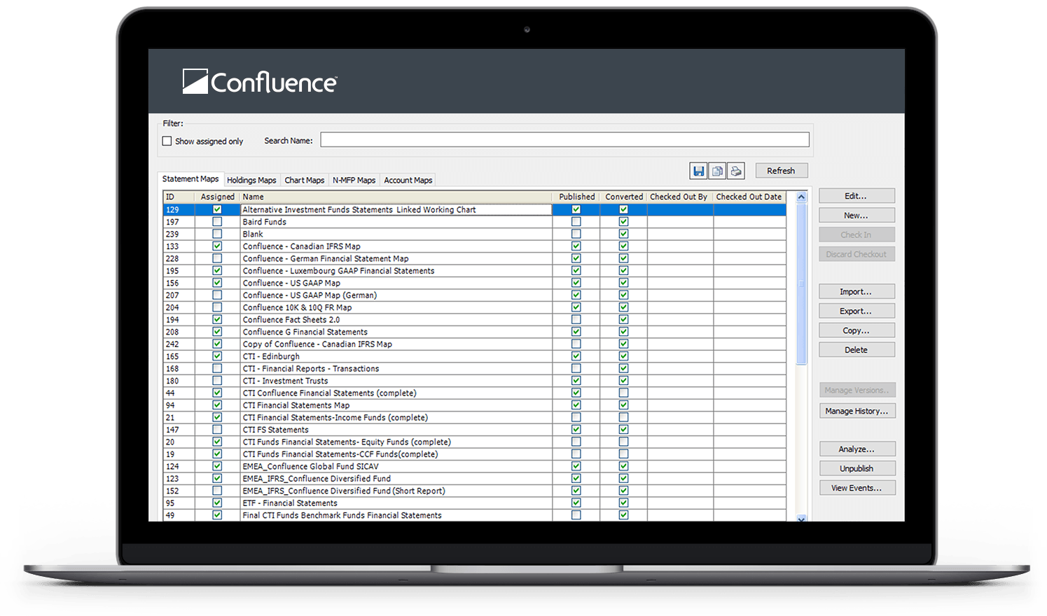 Financial-Report-Manager Financial reporting solution, screen grab of laptop