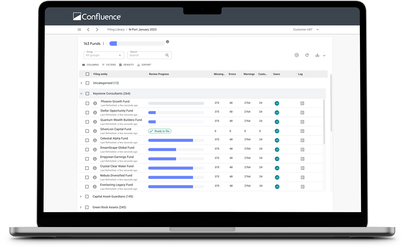 reporting solution laptop screenshot