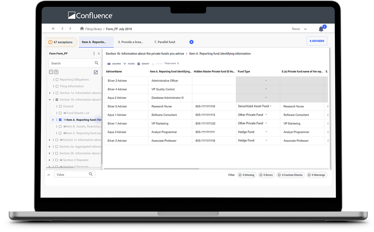 reporting solution laptop screenshot