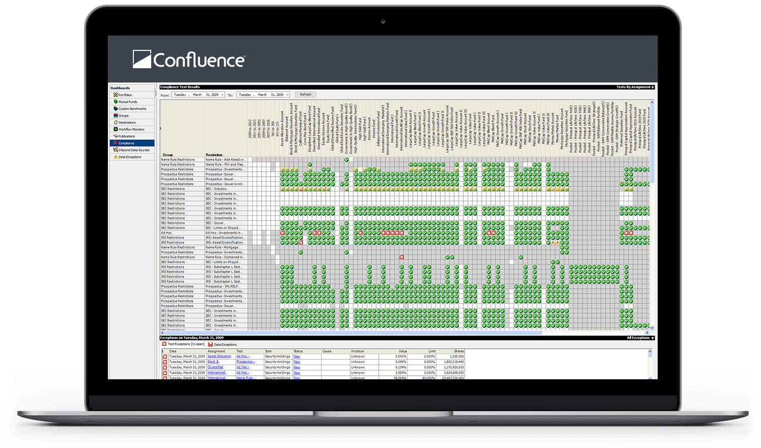 Control over trade compliance reporting screenshot on laptop