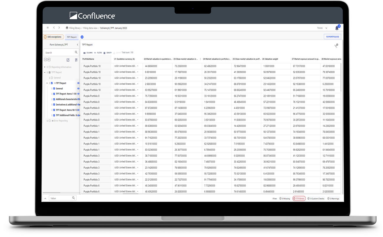 reporting solution laptop screenshot